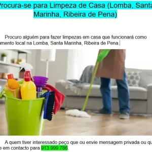 Procura-se Empregada(o) de Limpeza para Ribeira de Pena