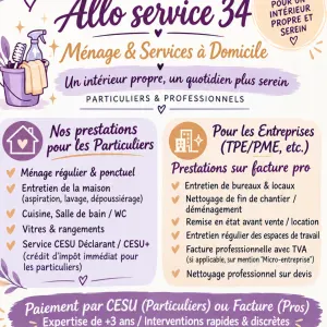 Femme de ménage indépendantes érieuse et soignée