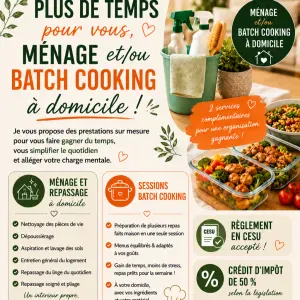Menage, repassage, sessions batchcooking