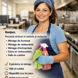 Cherche quelques heures de ménage