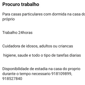 Cuidadora no domicílio 24horas