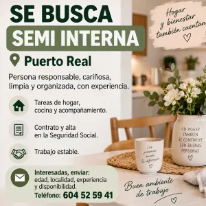 EMPLEADA DE HOGAR SEMI INTERNA