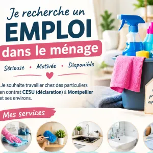 Femme de ménage, indépendant à Montpellier 