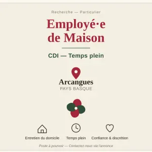 employé de maison CDI 35h/sem Arcangues