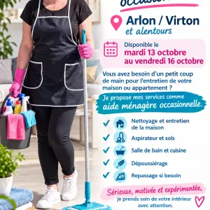 aide ménagère occasionnel Arlon virton...