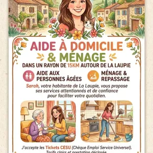 Aide a domicile ou au ménage vers La Laupie
